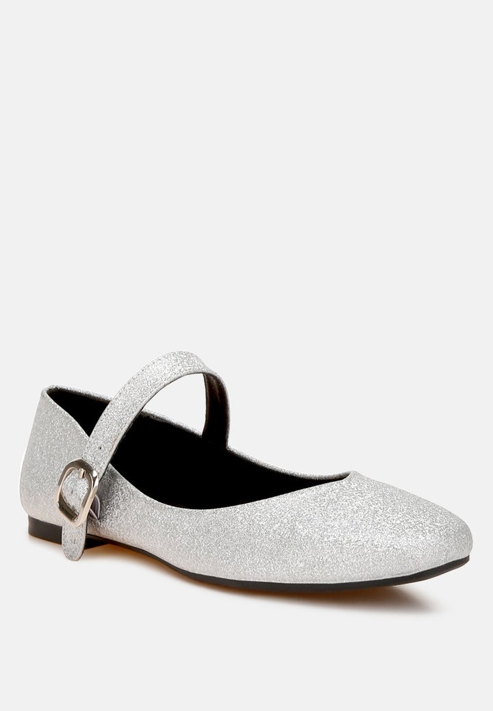 herma glitter pin buckle ballerinas#color_silver