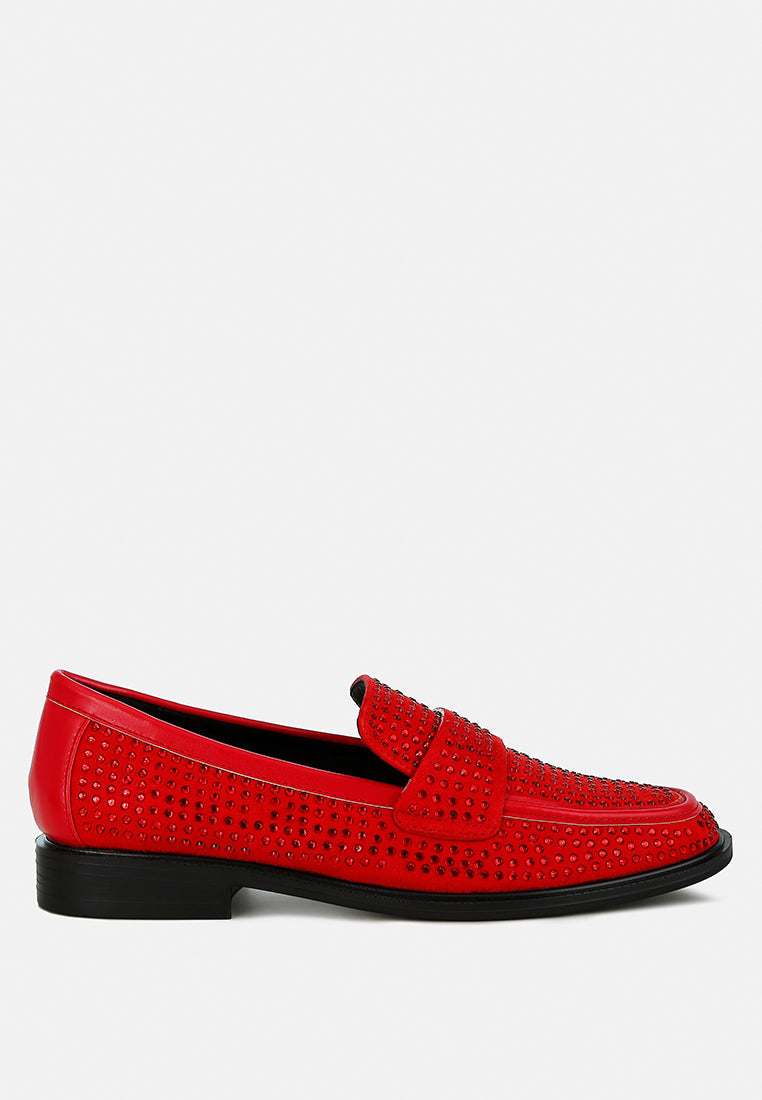 hobbs rhinestones embellished loafers#color_red