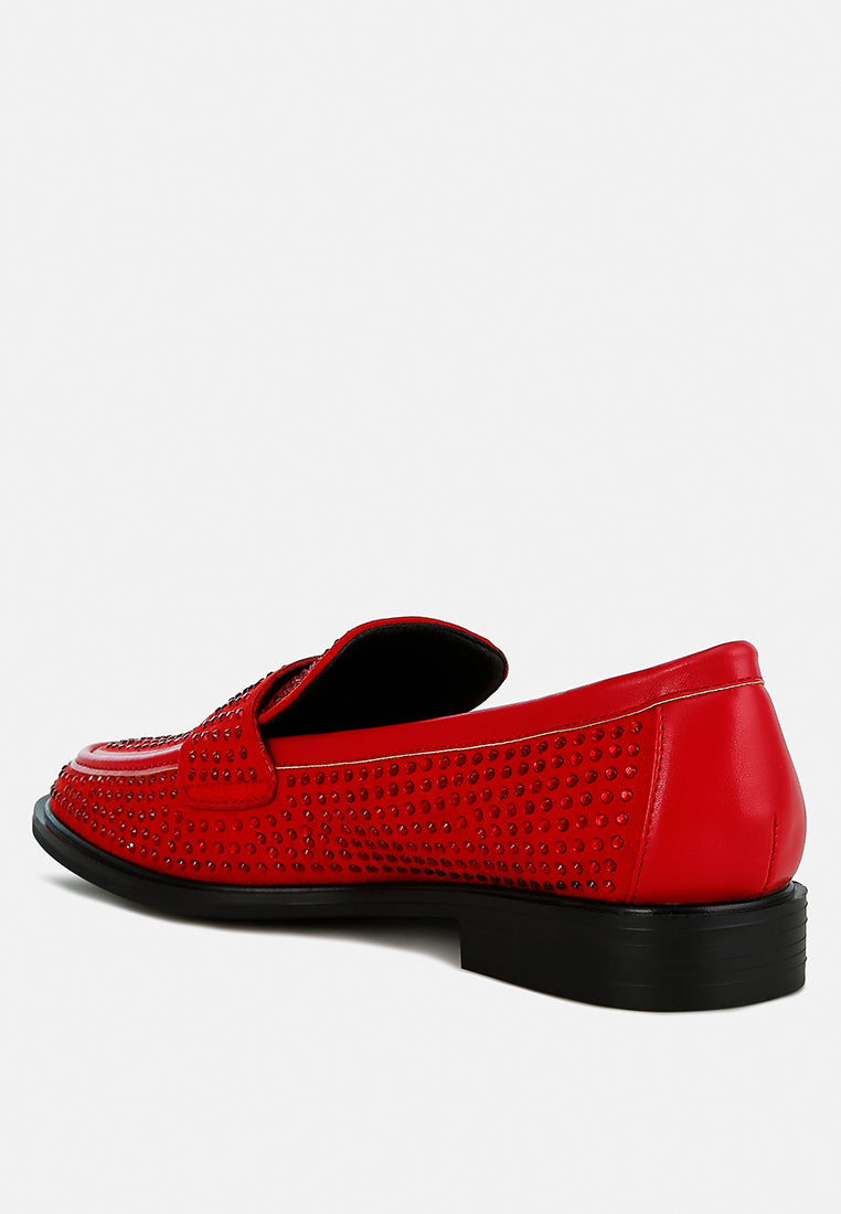 hobbs rhinestones embellished loafers#color_red