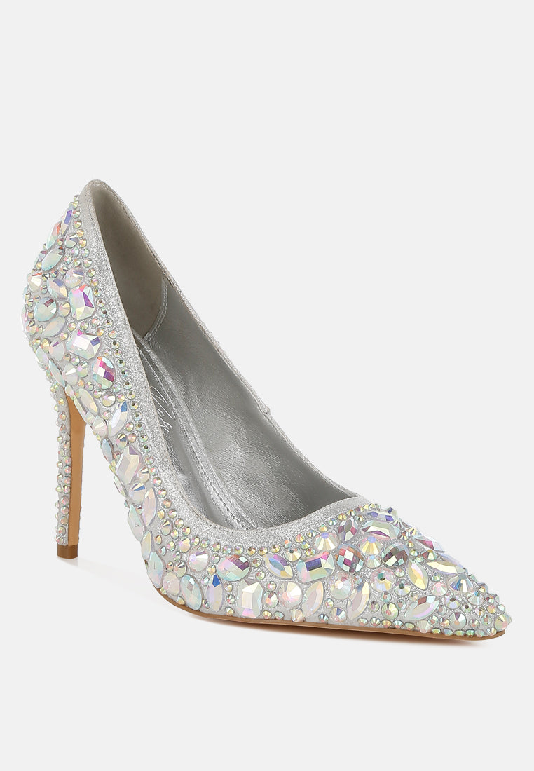 iceout diamante & rhinestone embellishments pumps#color_silver