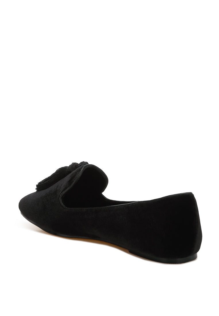 tromso iconic tassel detail velvet loafers#color_black