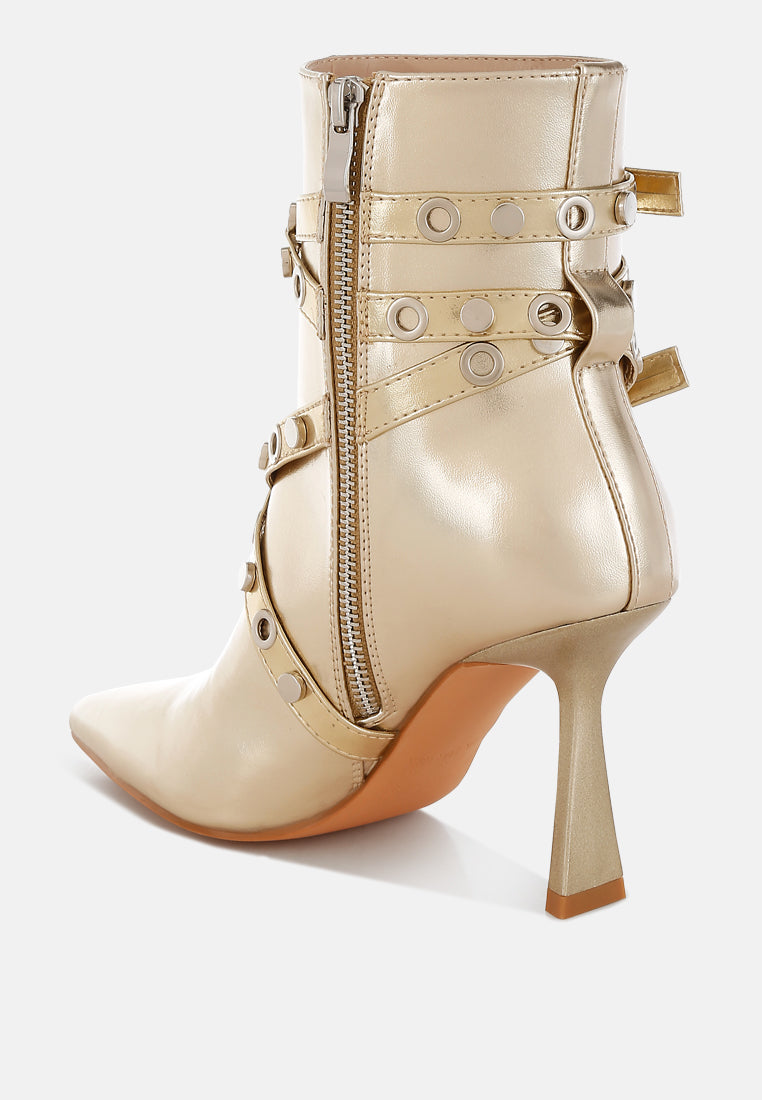 jaunts eyelets & studs harness ankle boots#color_gold