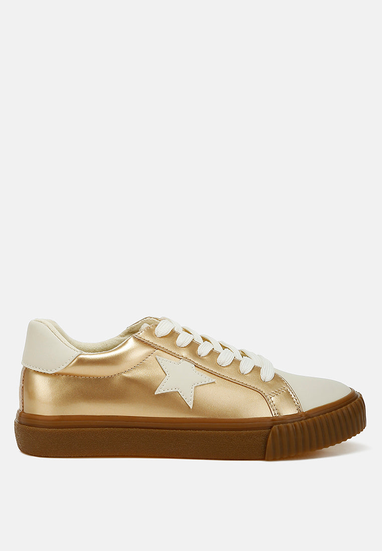 jumping jacks metallic faux leather star sneakers#color_gold