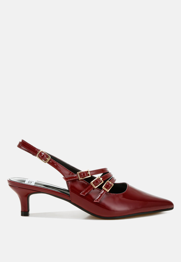 kanebei triple strap slingback sandals#color_burgundy