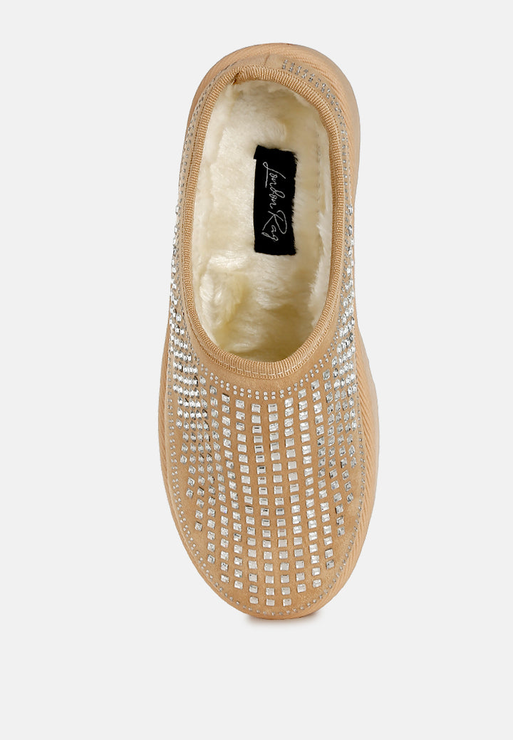 kickles rhinestones embellished platform classic slip-on#color_beige