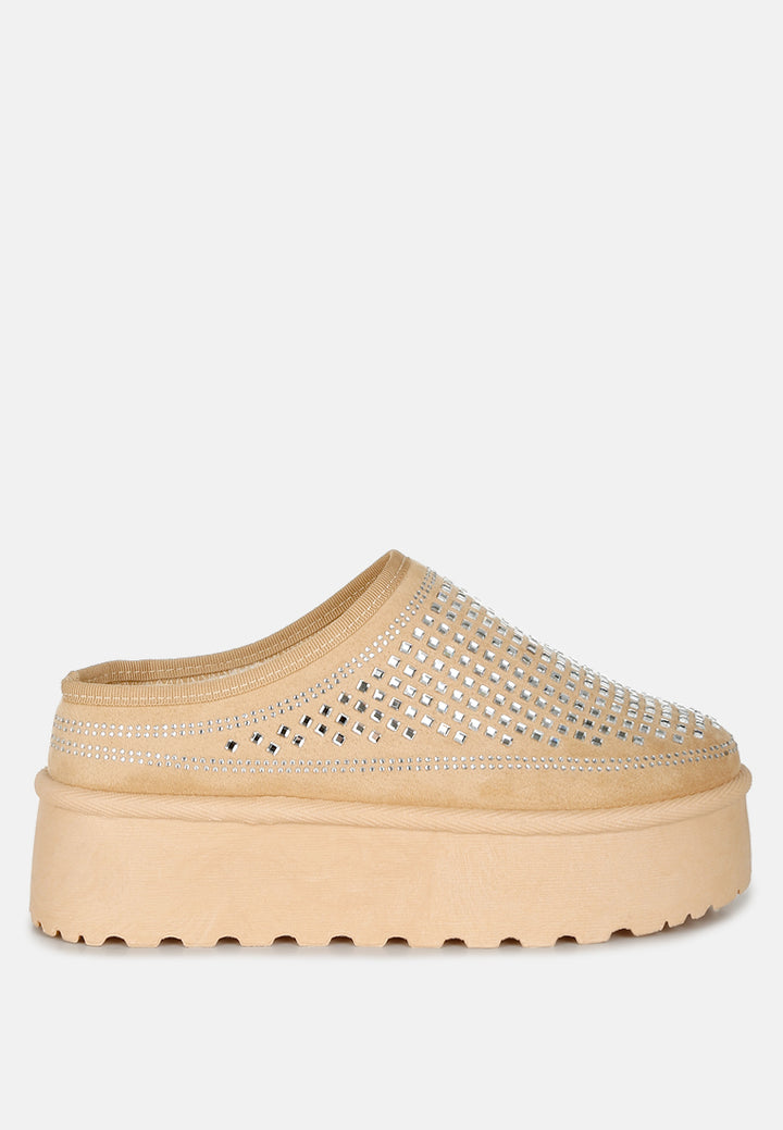 kickles rhinestones embellished platform classic slip-on#color_beige