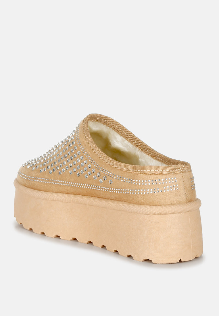 kickles rhinestones embellished platform classic slip-on#color_beige