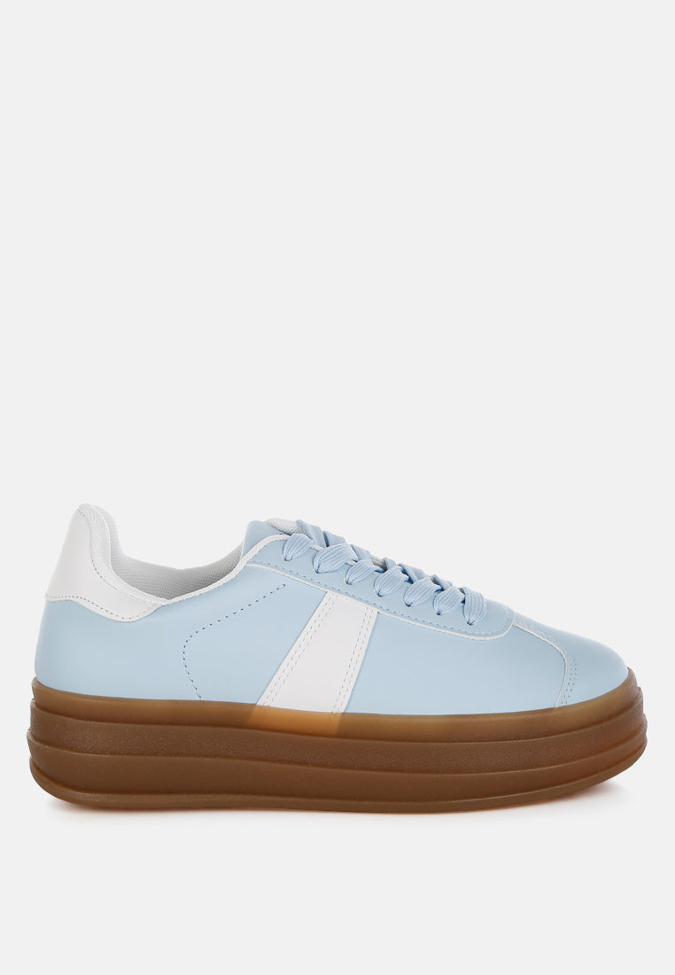 knockout faux leather lace-up sneakers#color_light-blue