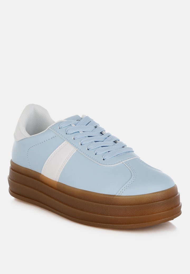 knockout faux leather lace-up sneakers#color_light-blue