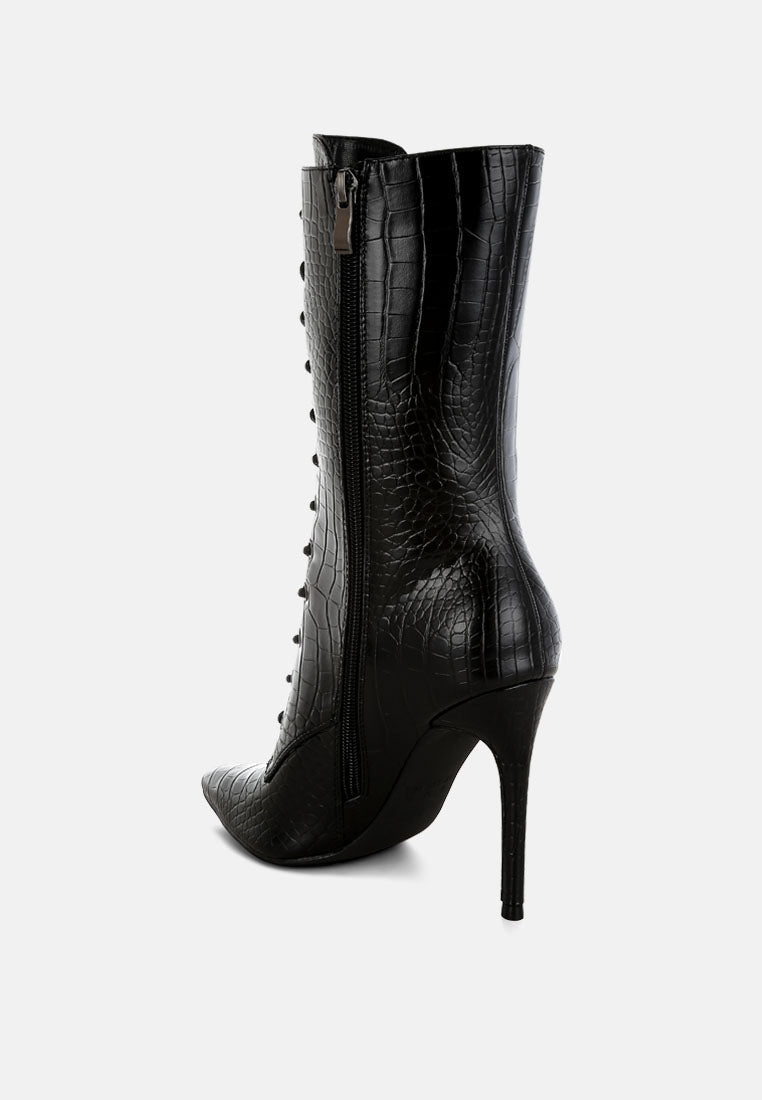 knocturn croc textured over the ankle boots#color_black