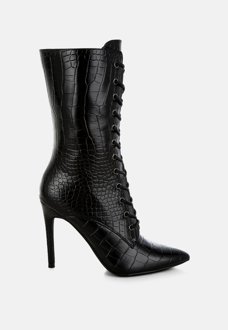 knocturn croc textured over the ankle boots#color_black