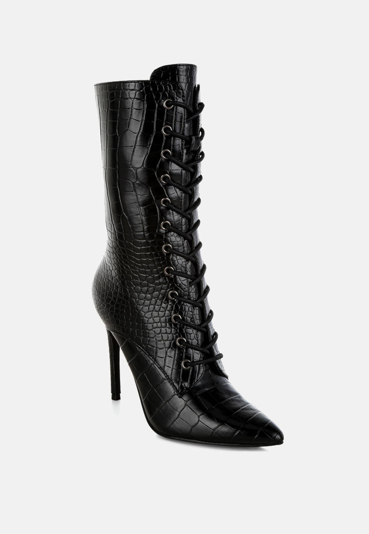 knocturn croc textured over the ankle boots#color_black