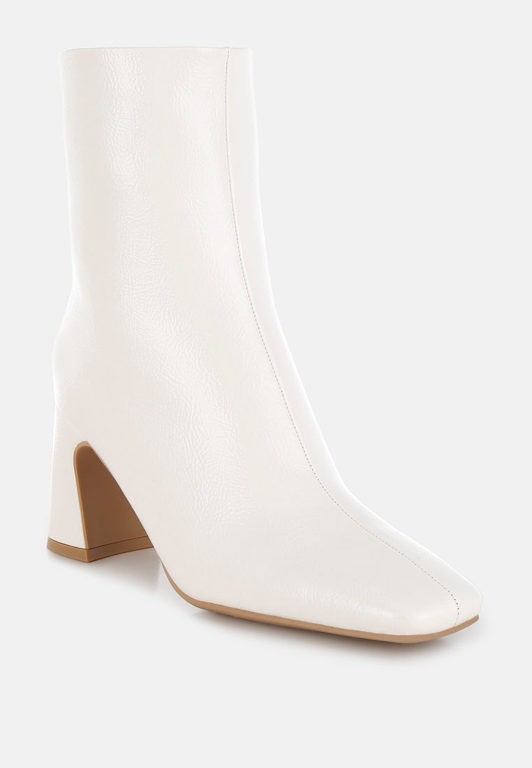 kostaka patent square toe ankle boots#color_off-white