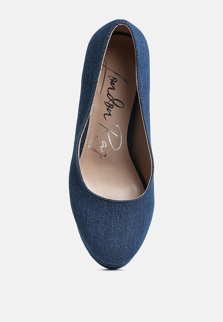 kostur denim block heel pumps#color_blue