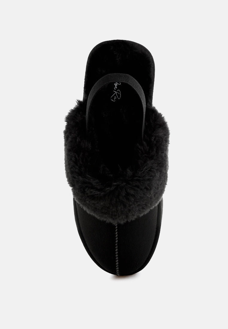 kutchu faux fur trim platform classic slingback#color_black