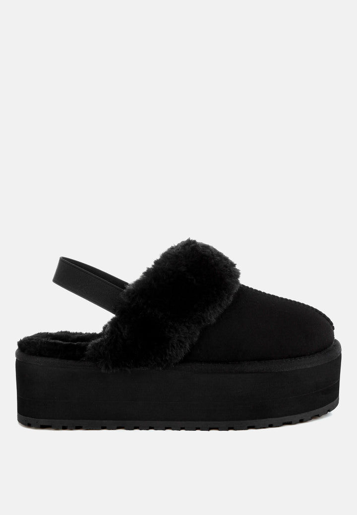 kutchu faux fur trim platform classic slingback#color_black