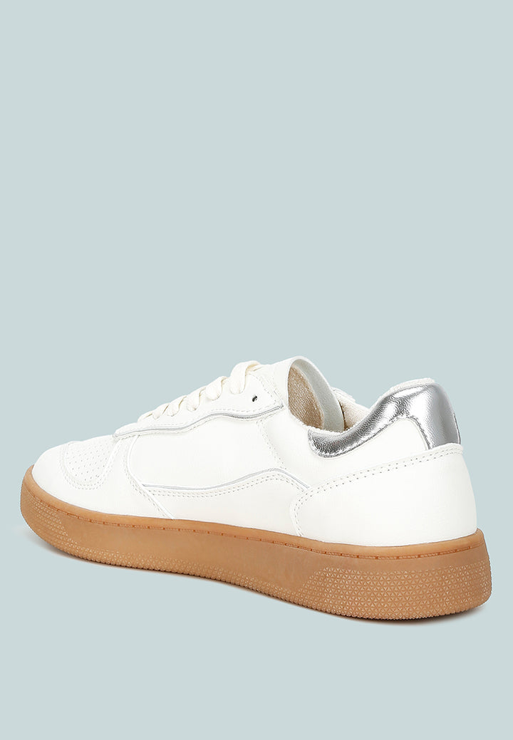 kyniska faux leather everyday sneakers#color_silver