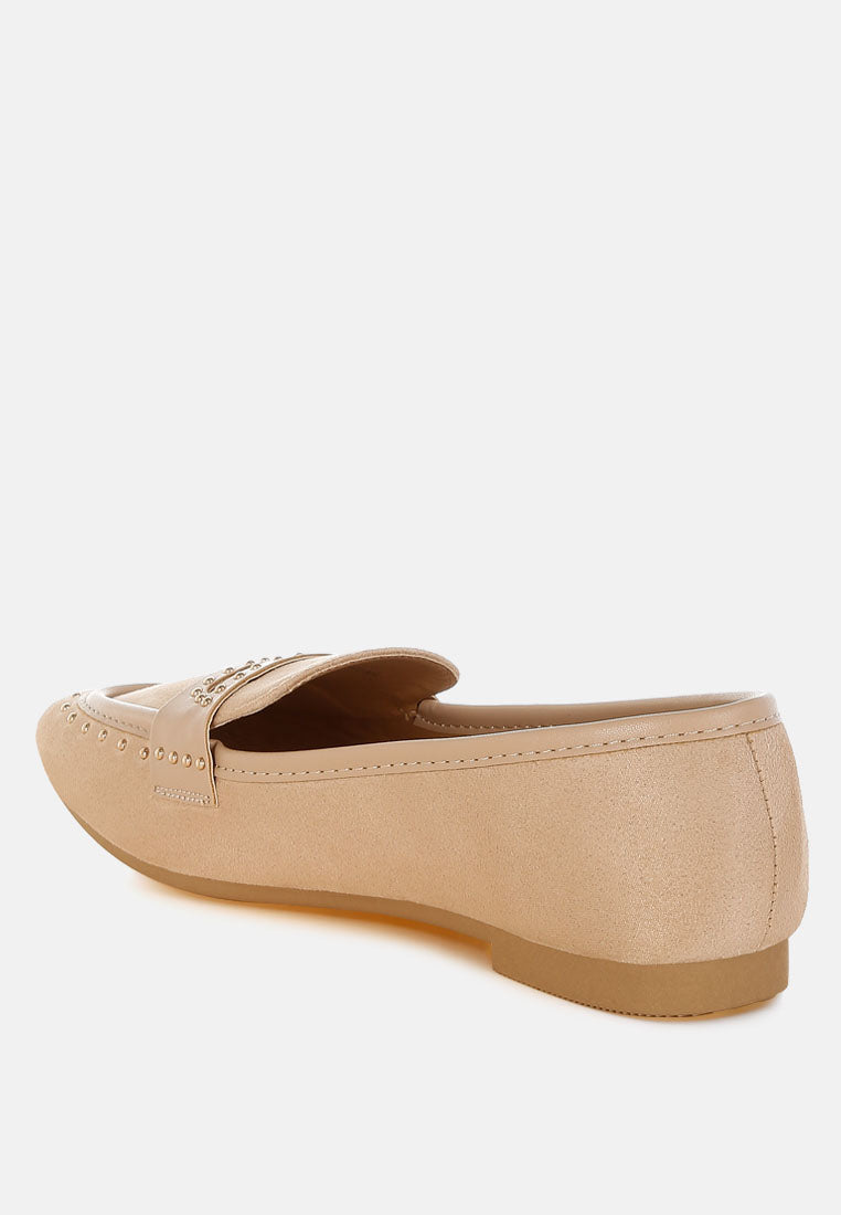 lumina penny strap studded loafers#color_beige