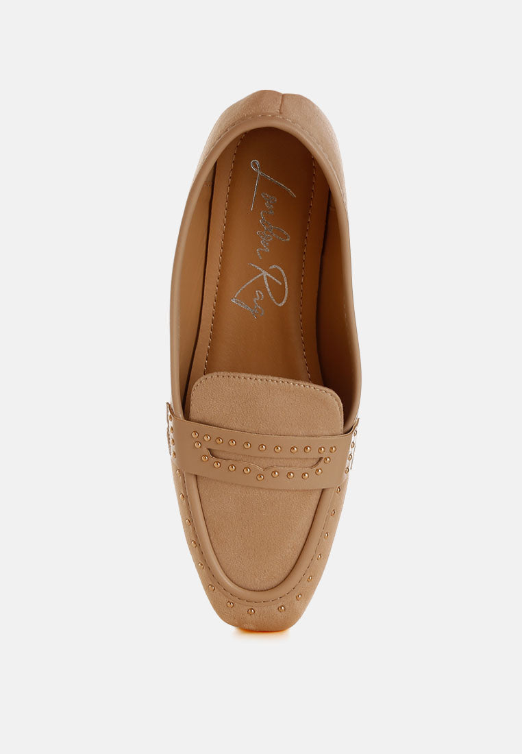 lumina penny strap studded loafers#color_beige