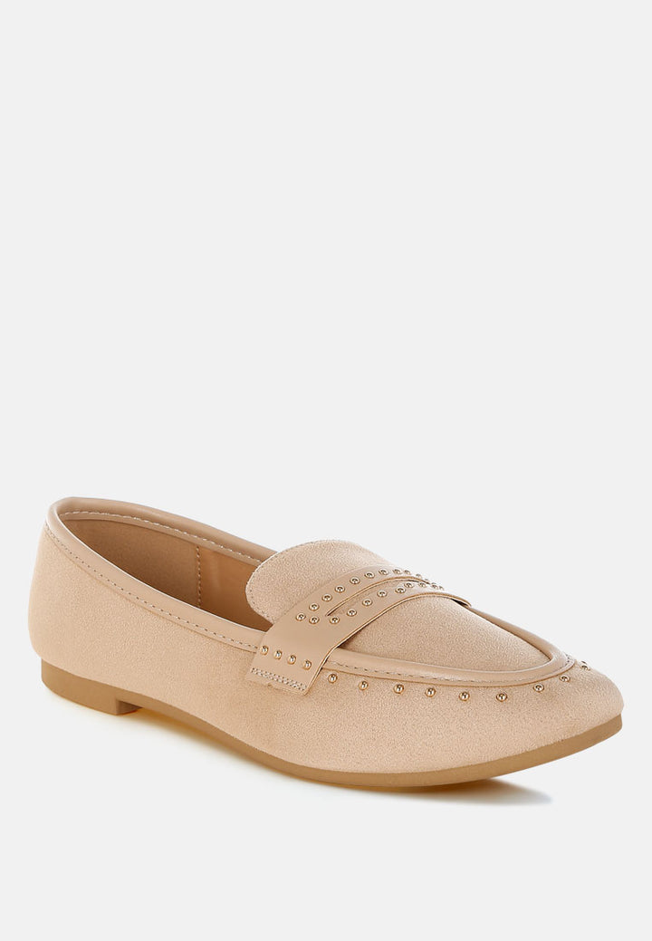 lumina penny strap studded loafers#color_beige