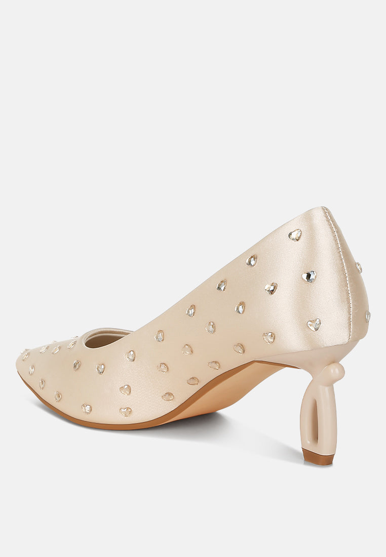 madhara heart-shaped rhinestones pumps#color_beige