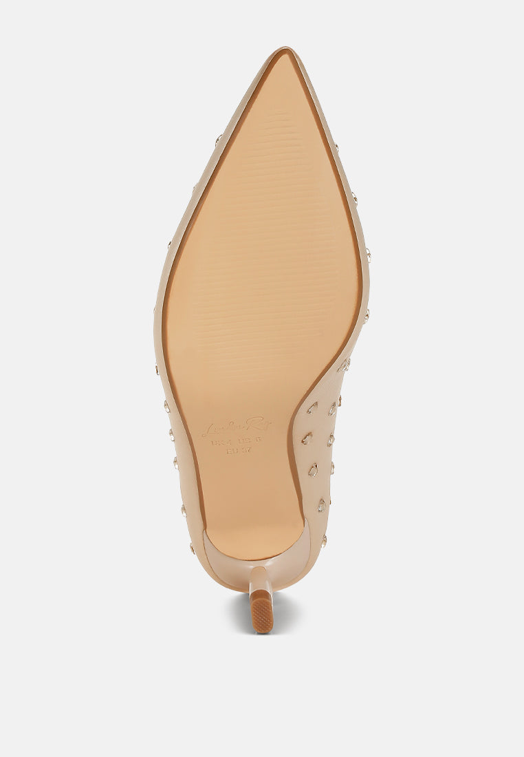 madhara heart-shaped rhinestones pumps#color_beige