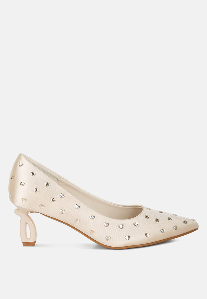 madhara heart-shaped rhinestones pumps#color_beige