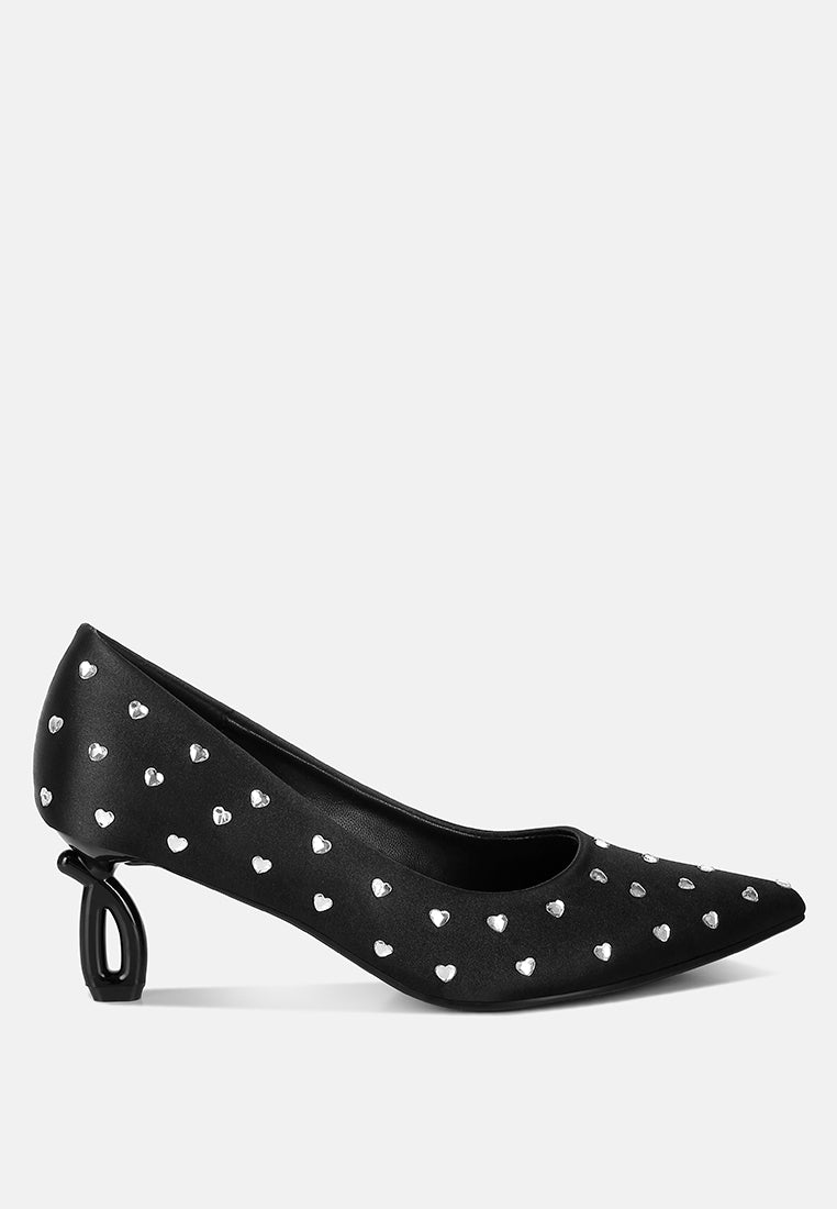 madhara heart-shaped rhinestones pumps#color_black