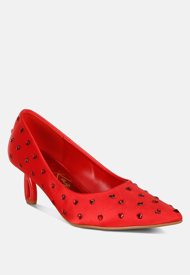 madhara heart-shaped rhinestones pumps#color_red