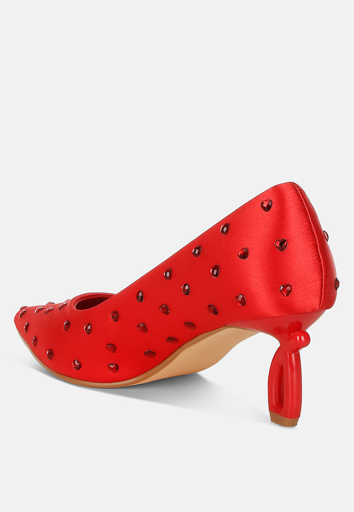 madhara heart-shaped rhinestones pumps#color_red