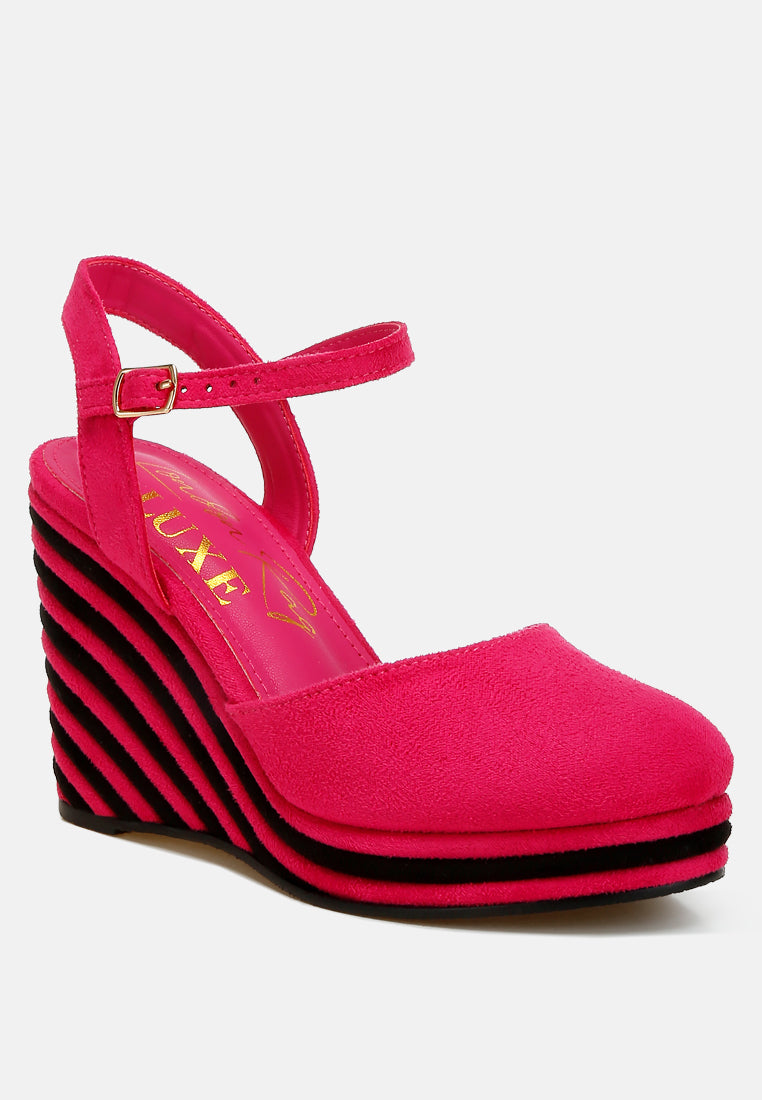 manifest dual tone wedge sandals#color_pink