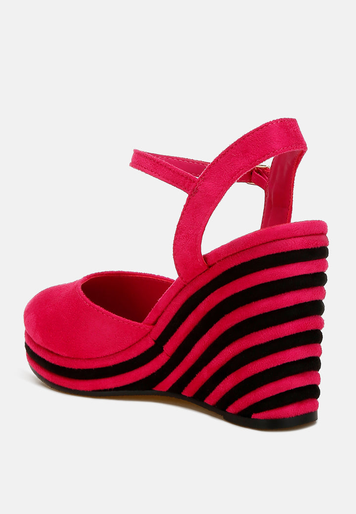 manifest dual tone wedge sandals#color_pink