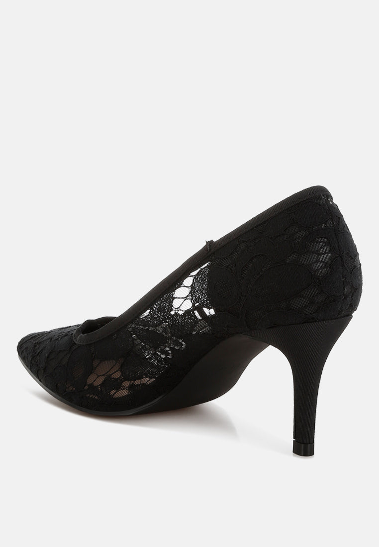 masega stiletto heel lace pumps#color_black