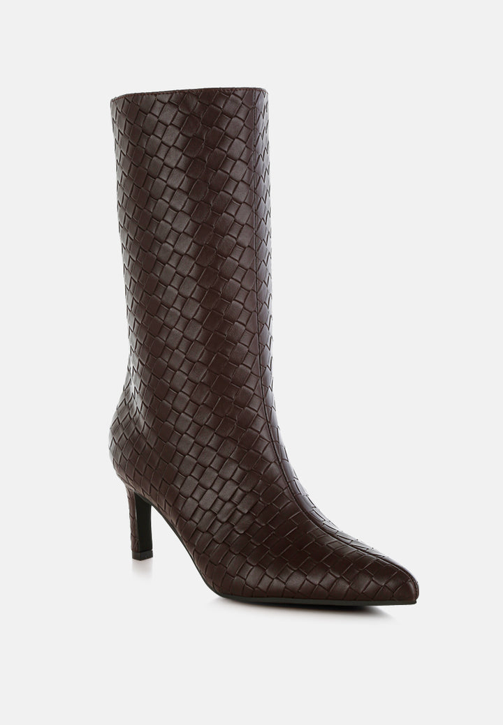 mentha woven faux leather boots#color_chocolate