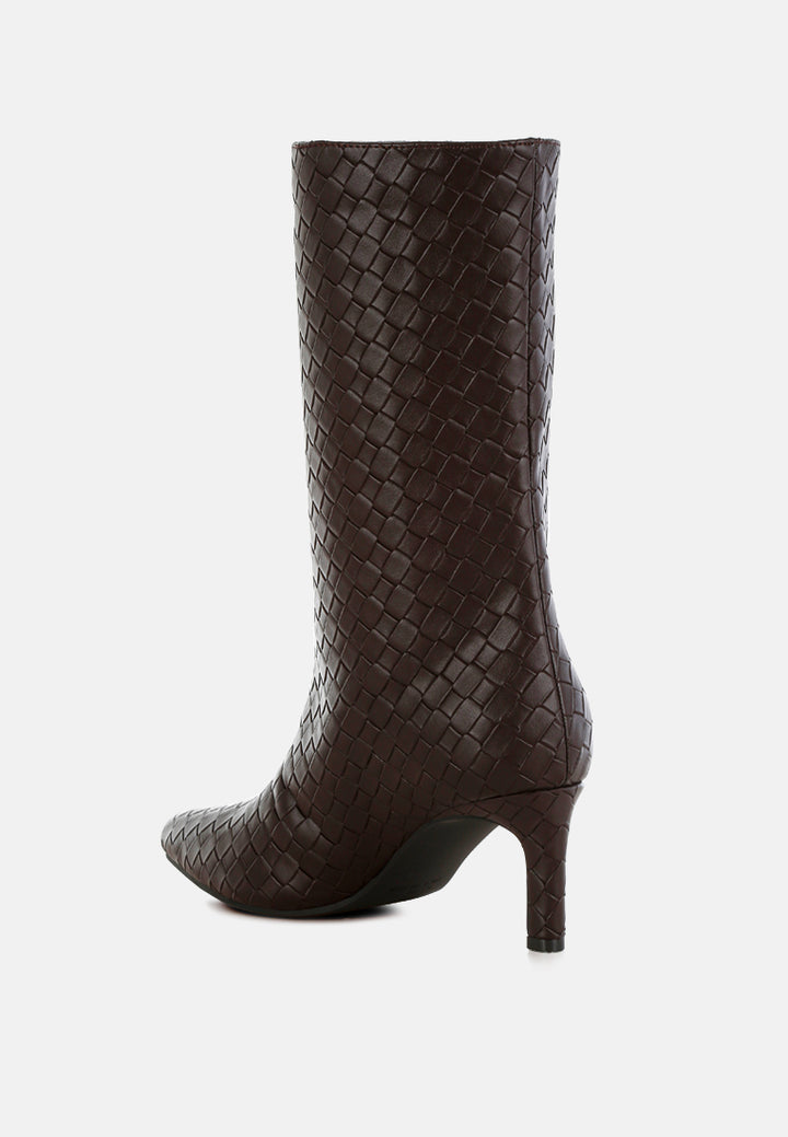 mentha woven faux leather boots#color_chocolate