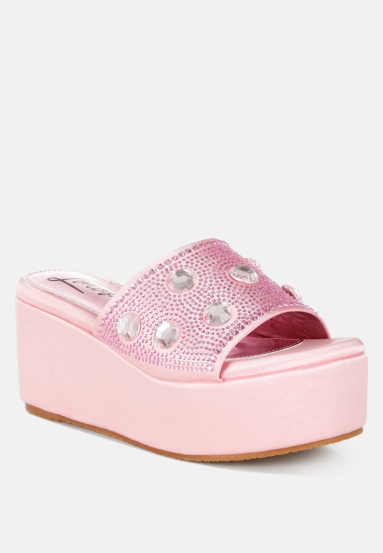 meta charts diamante & rhinestone flatform sandals#color_pink