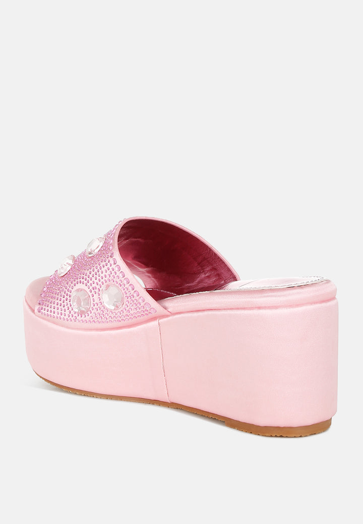 meta charts diamante & rhinestone flatform sandals#color_pink