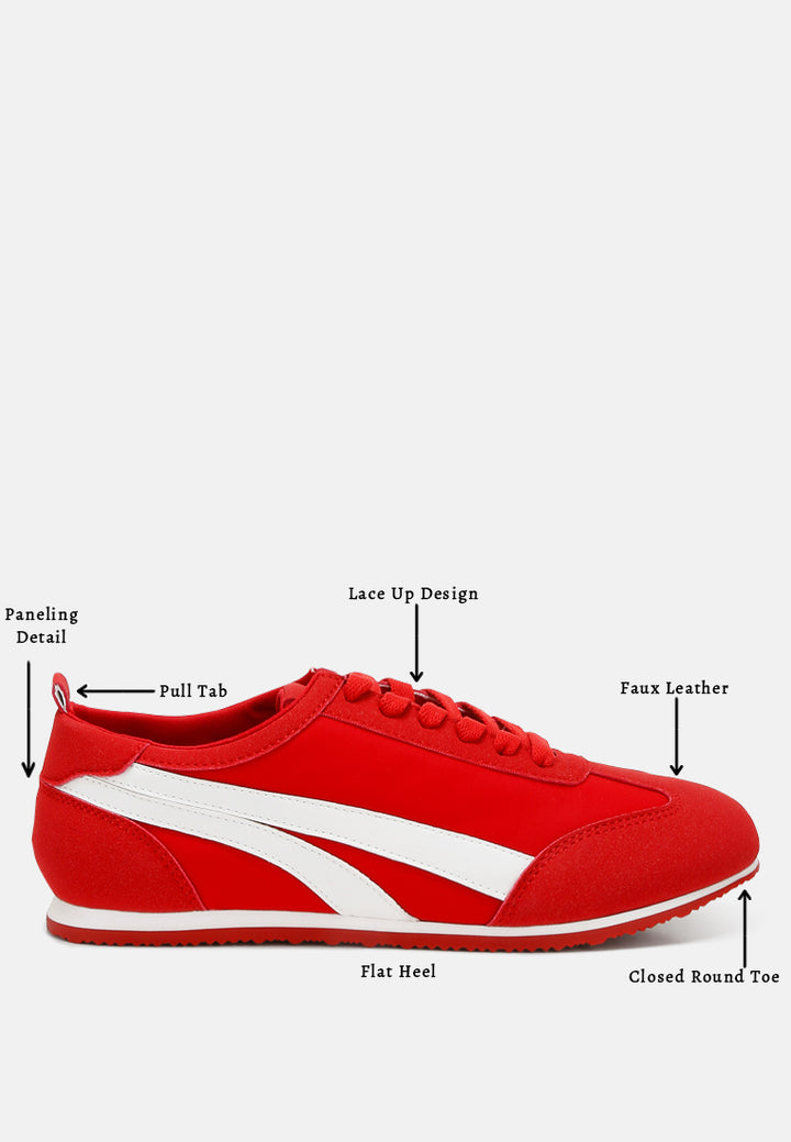 montek faux leather lace-up sneakers#color_red