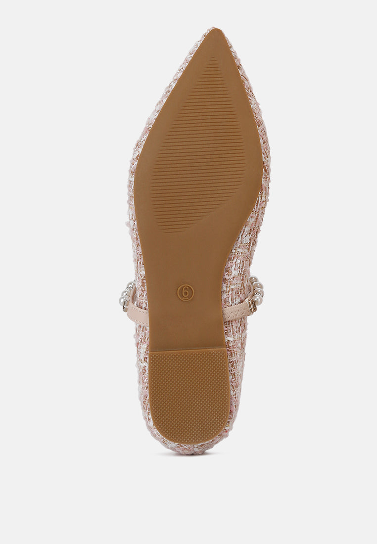 mowie tweed mary jane ballet flats#color_blush