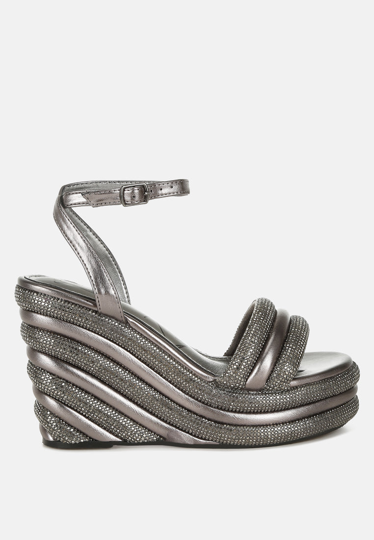 my bliss rhinestone studded wedge sandals#color_pewter