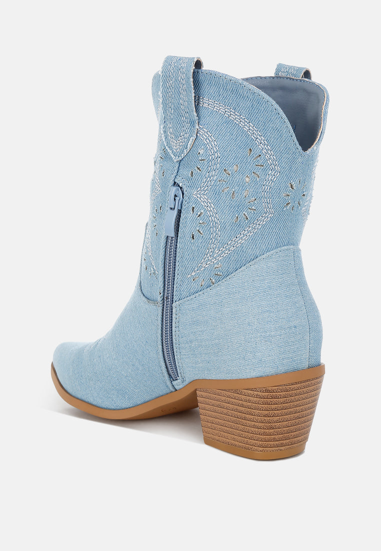 nigara cut out detail denim cowboy boots#color_denim