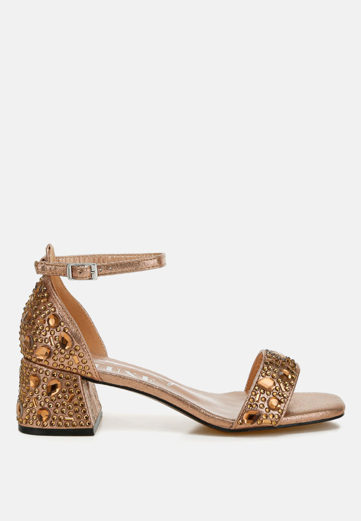 nocturnal rhinestone embellished shimmer sandals#color_bronze