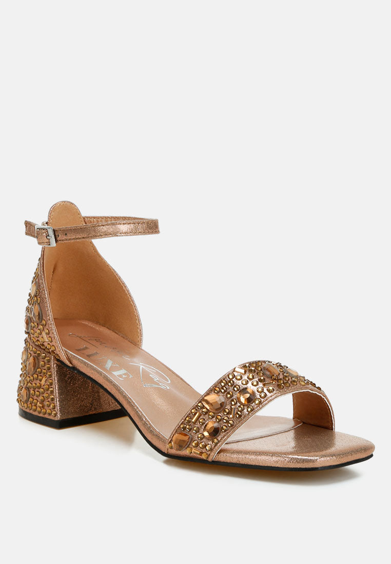 nocturnal rhinestone embellished shimmer sandals#color_bronze