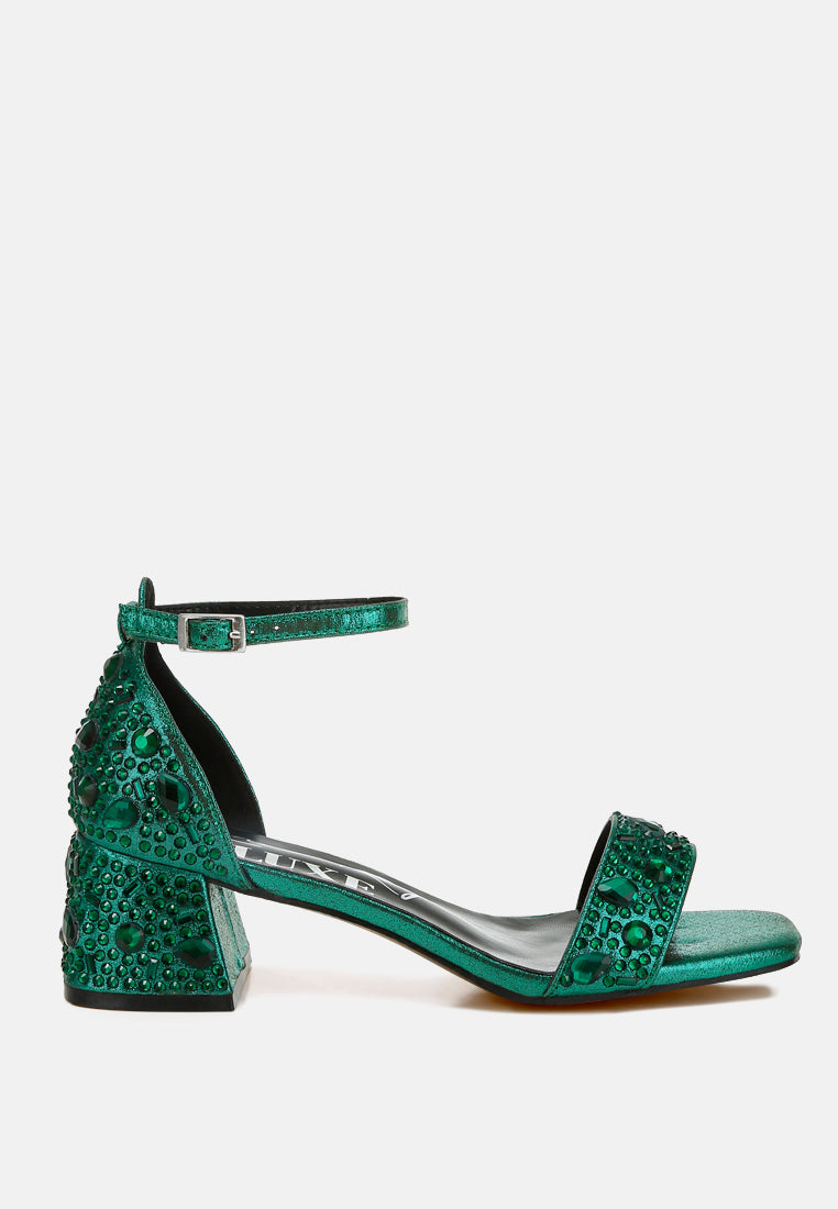 nocturnal rhinestone embellished shimmer sandals#color_green