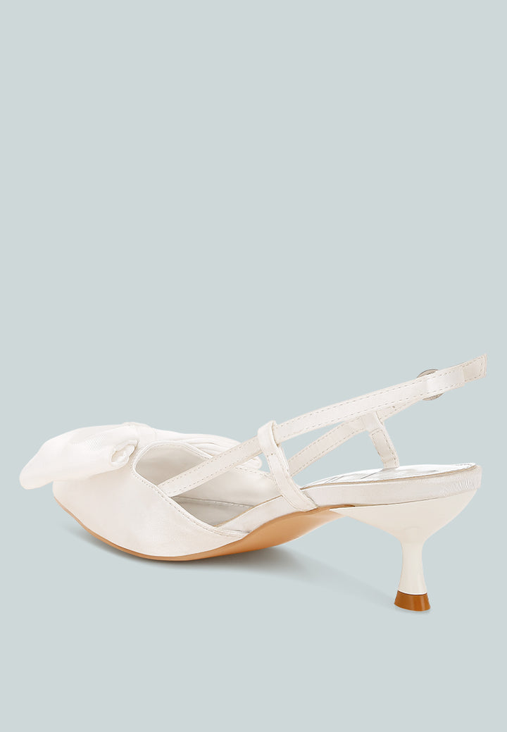 okshak satin bow slingback sandals#color_white