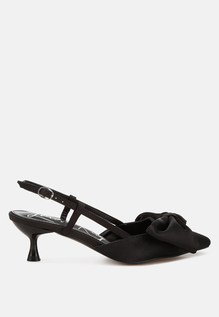 okshak satin bow slingback sandals#color_black