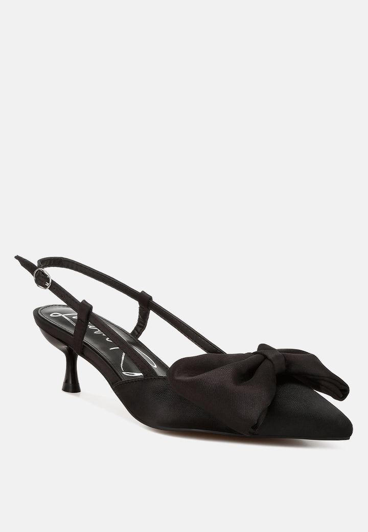 okshak satin bow slingback sandals#color_black