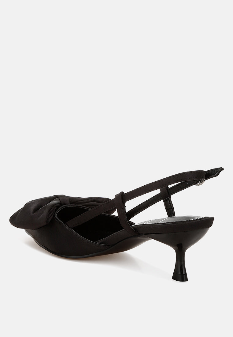 okshak satin bow slingback sandals#color_black