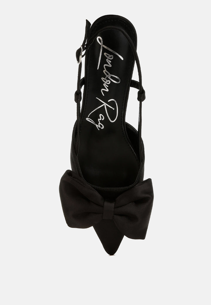 okshak satin bow slingback sandals#color_black