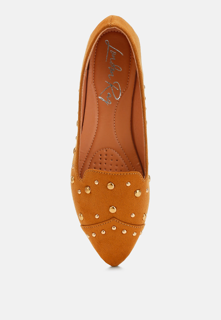 olesia stud emebllished ballet flats#color_tan